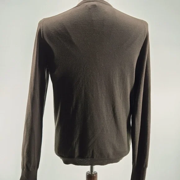 Burberry London Sweater Mens M Brown V-Neck Pullover Cotton Blend Lightweight - Picture 3 of 9